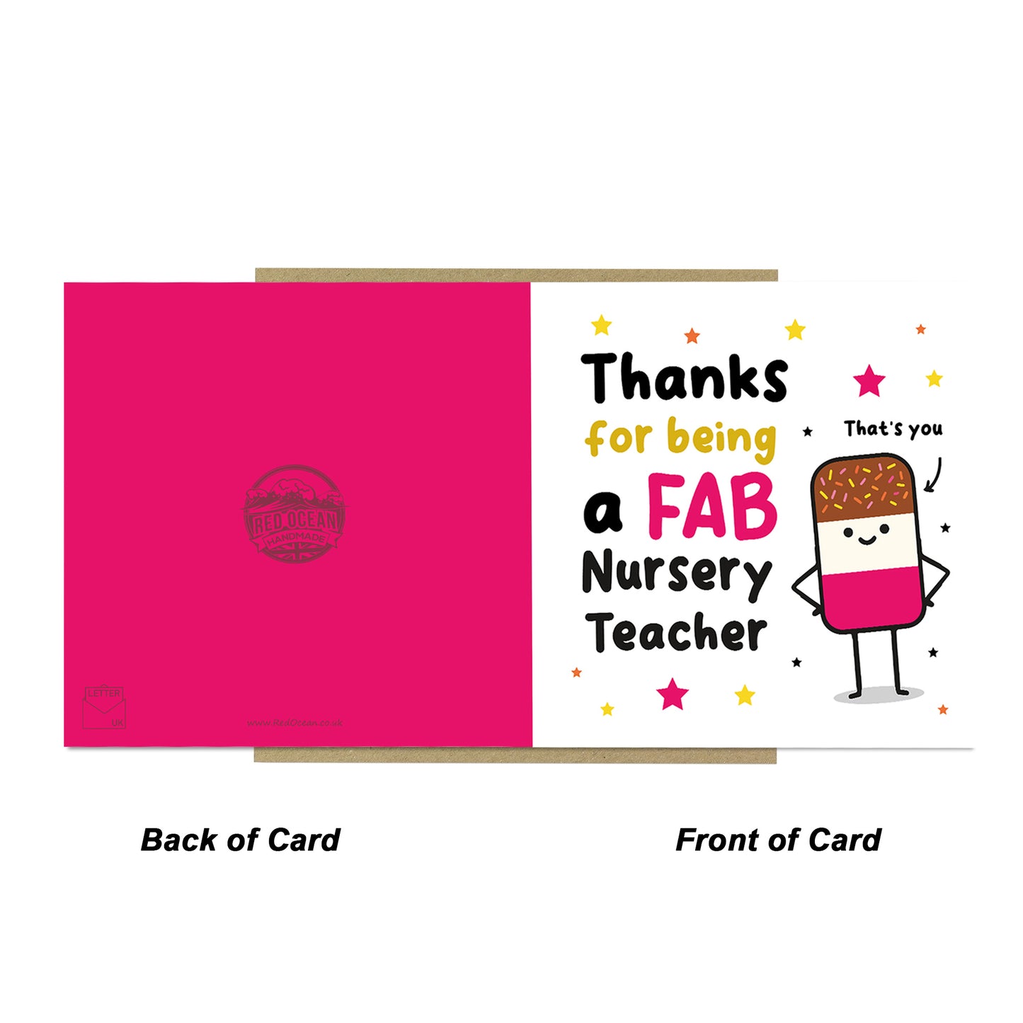 Nursery Teacher Thank You Card FAB TEACHER Card With Envelope