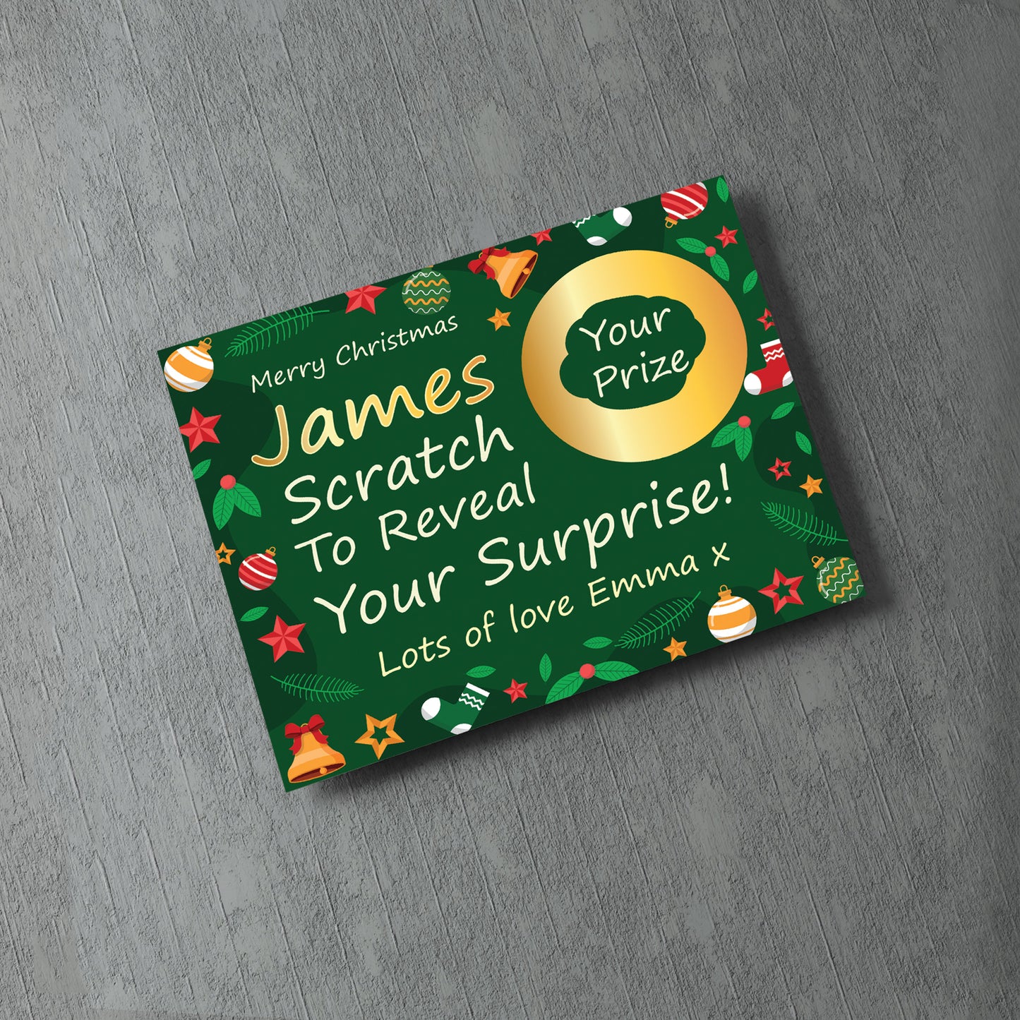 Personalised Merry Christmas Scratch Reveal Card Custom Gift