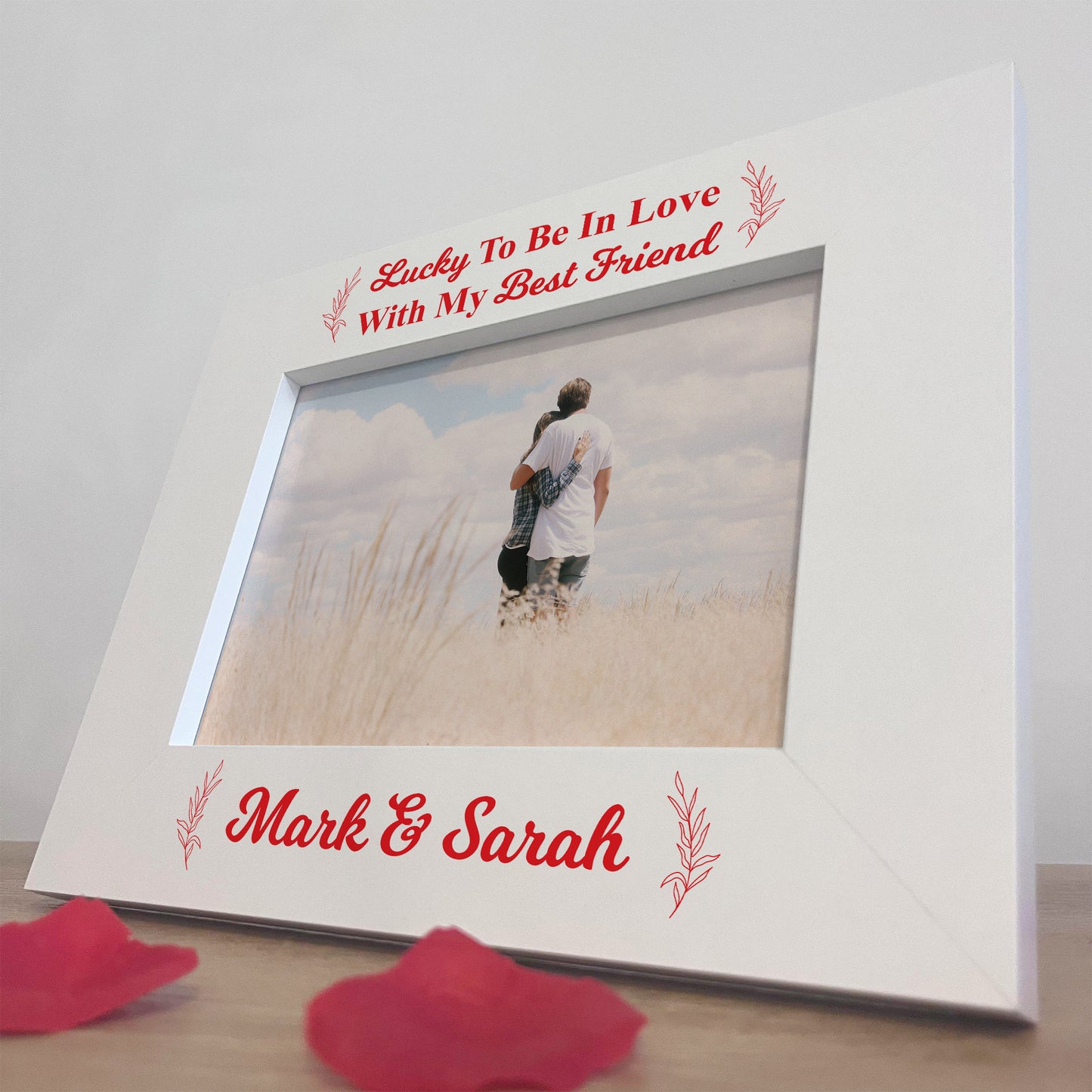 Personalised White Wooden Photo Frame For Couple 7X5 Frame