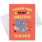 Teacher Thank You Cards Multipack of 6 Greeting Cards Pack
