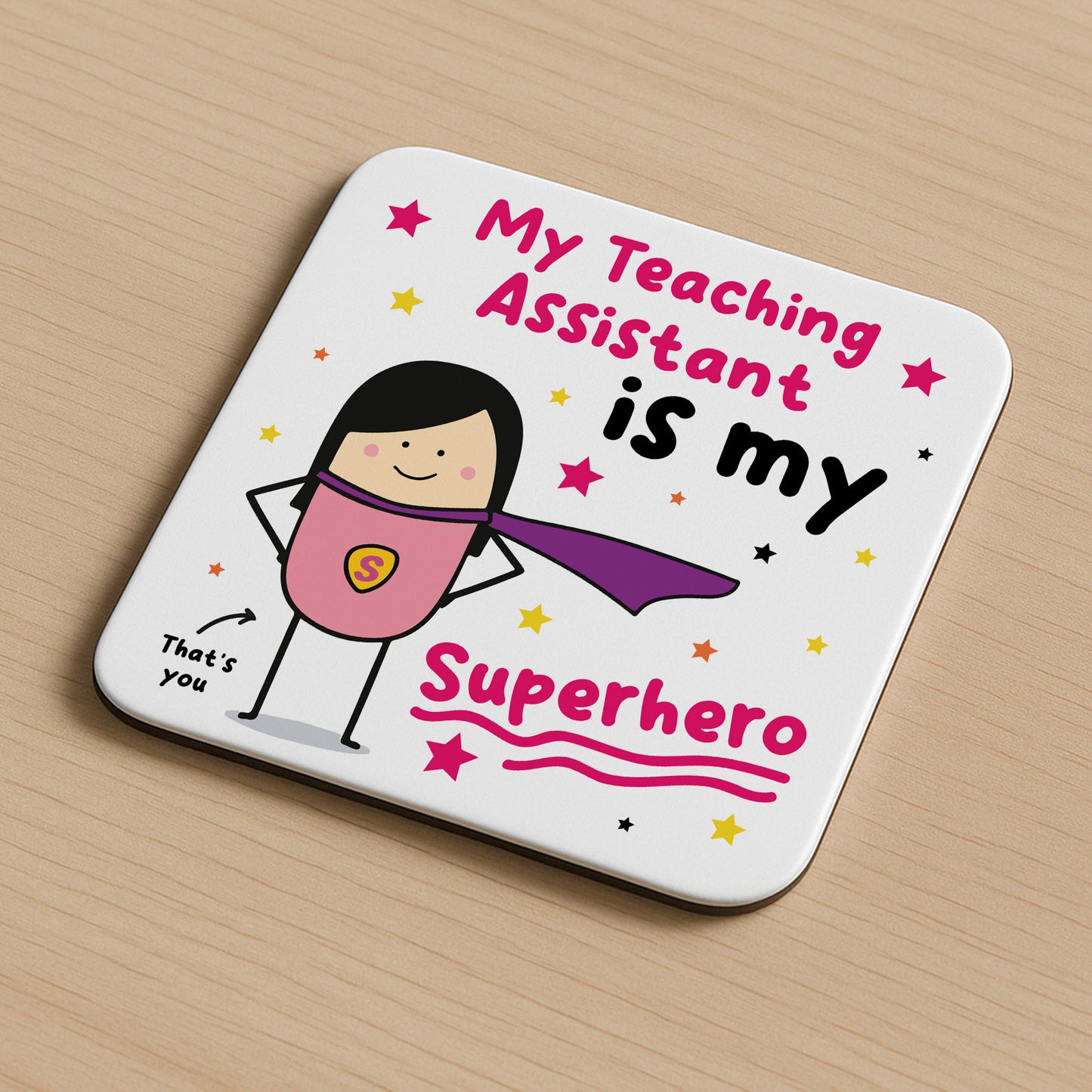 Gift For Teaching Assistant Coaster Thank You Gift My Superhero