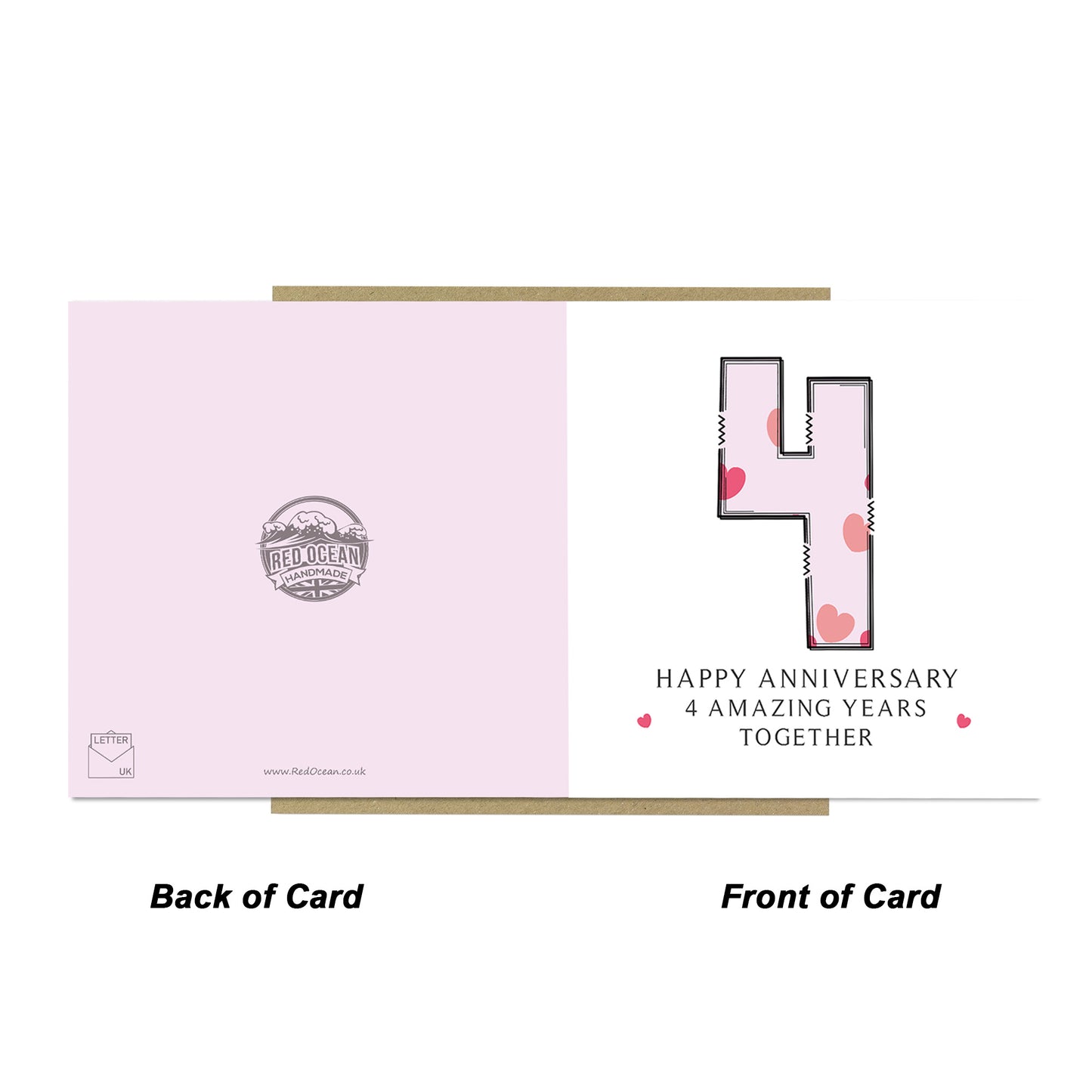 4th Wedding Anniversary Card With Envelope 4th Anniversary Card