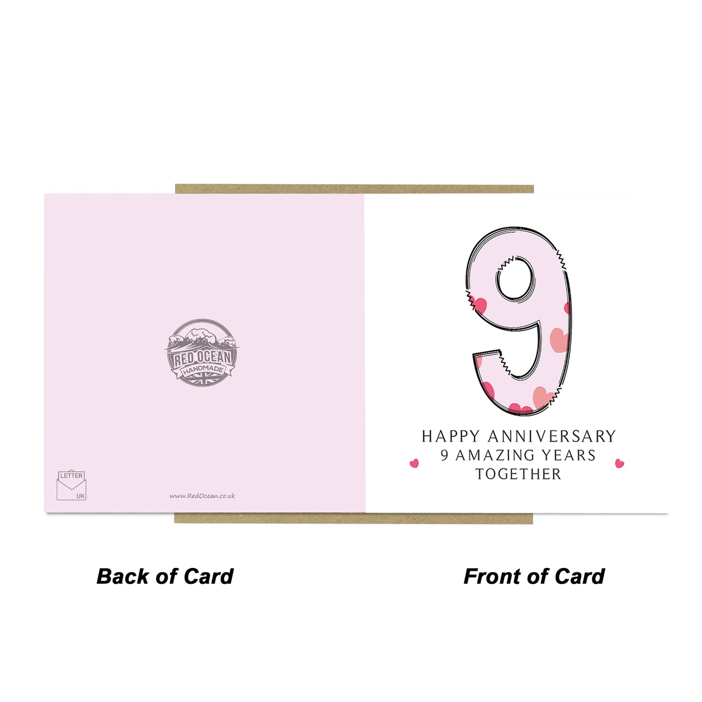 9th Wedding Anniversary Card With Envelope 9th Anniversary Cards