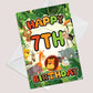 7th Birthday Card for Boy Girl Jungle Safari Animals 7 Years