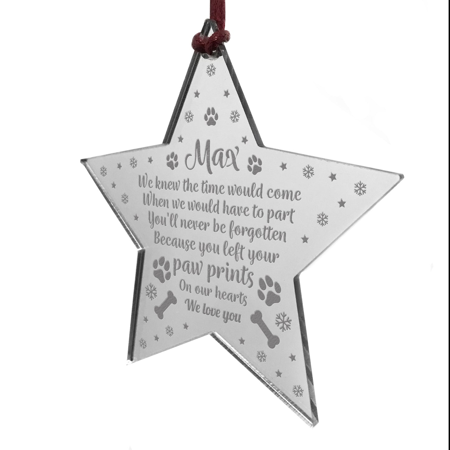 DOG MEMORIAL Acrylic Christmas Tree Poem Decoration Personalised