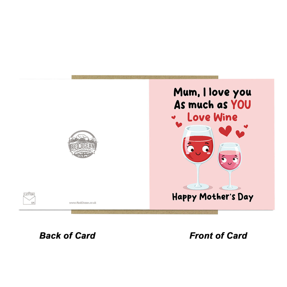 Funny Mothers Day Card Mum I Love You As Much As You Love Wine