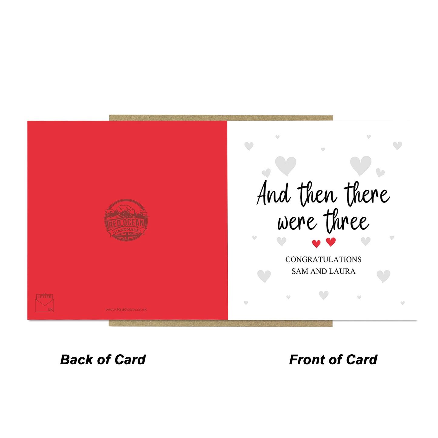 Pregnancy Card Personalised Then There Were Three Congratulation