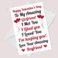 Girlfriend Valentines Day Card From Boyfriend Greetings Card