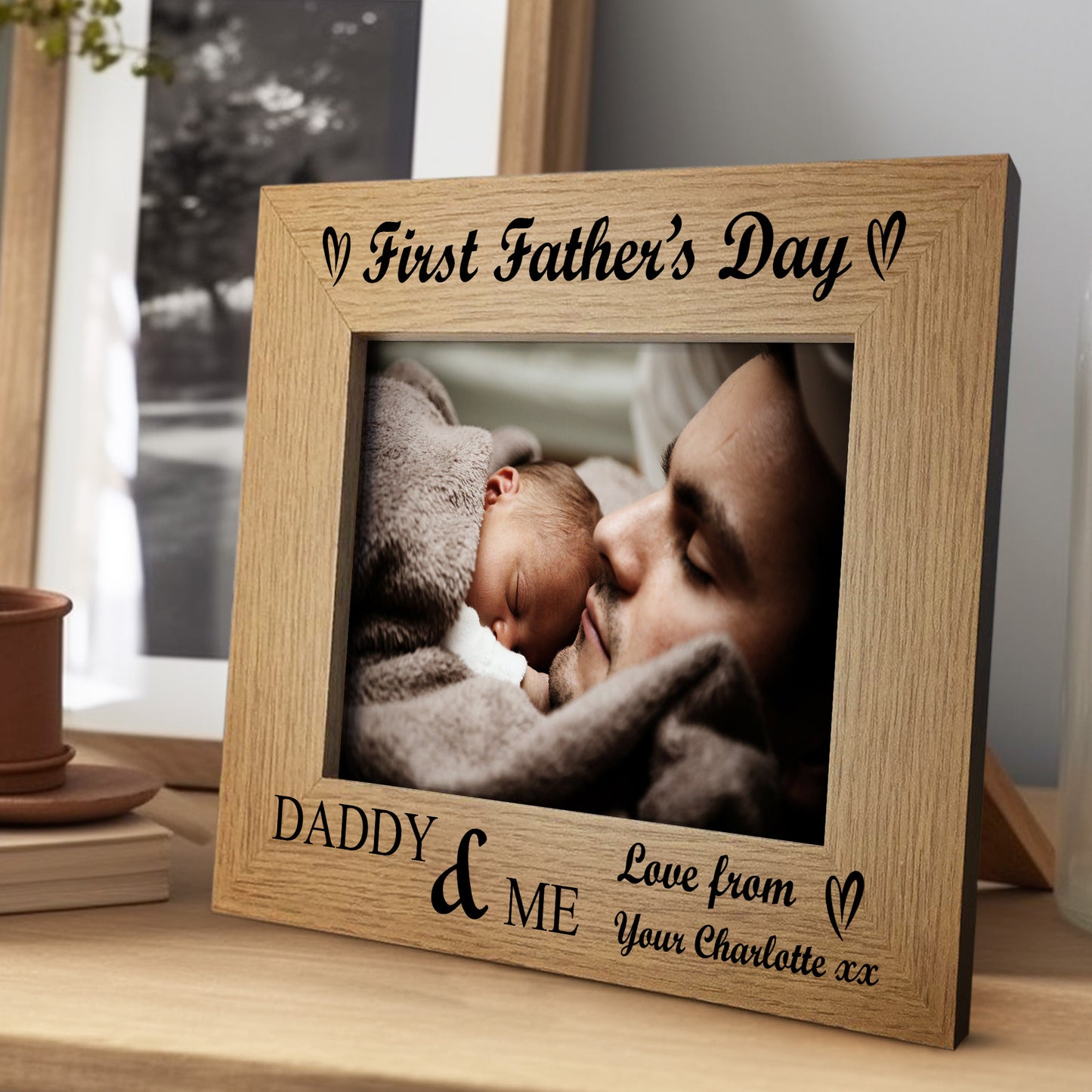 First Fathers Day Personalised 7x5 Photo Frame Gift For New Dad