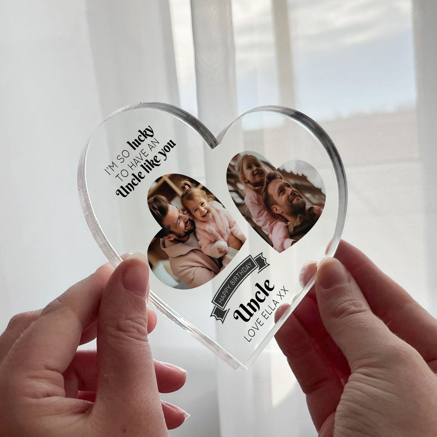 Gifts for Uncle Birthday Personalised Acrylic Heart Plaque