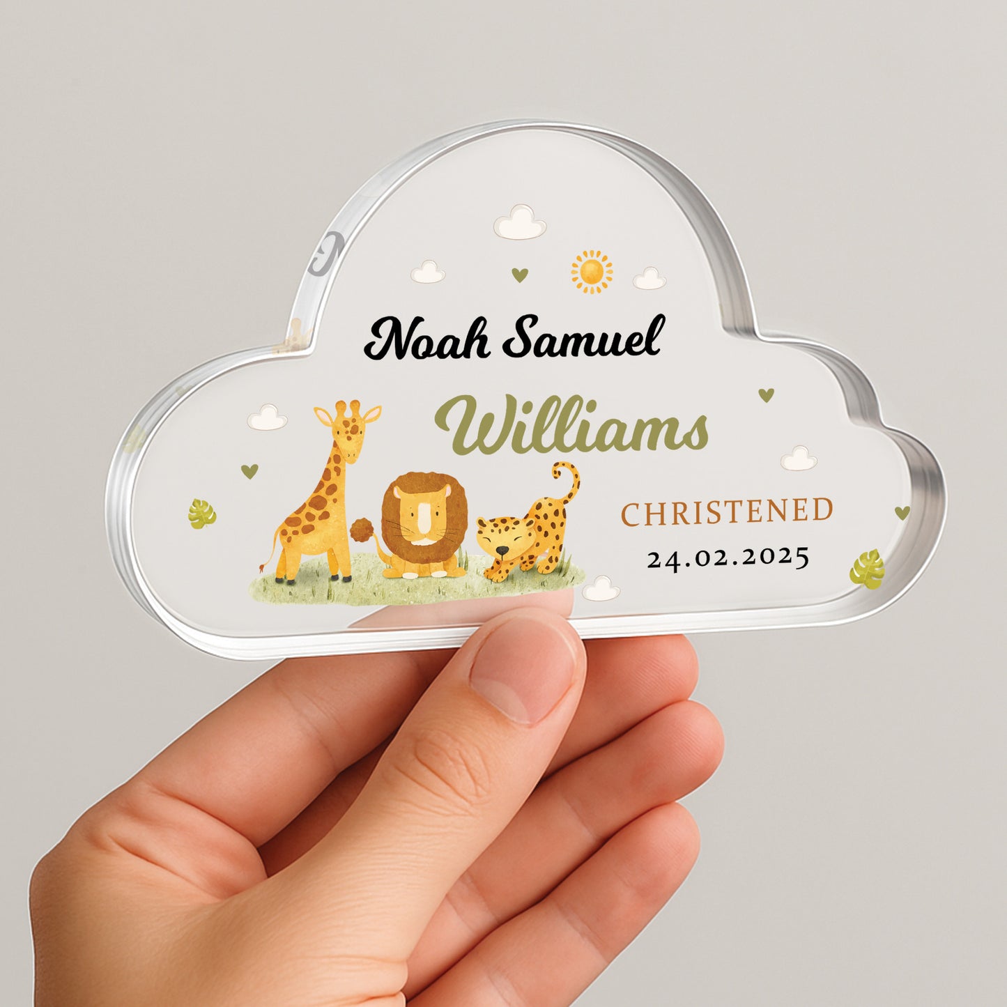 Christening Gift For Baby Boy Cloud Plaque Personalised