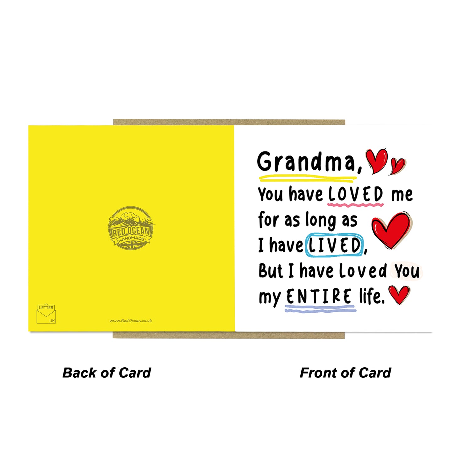 Card For Grandma Birthday Mothers Day With Envelope Thank You