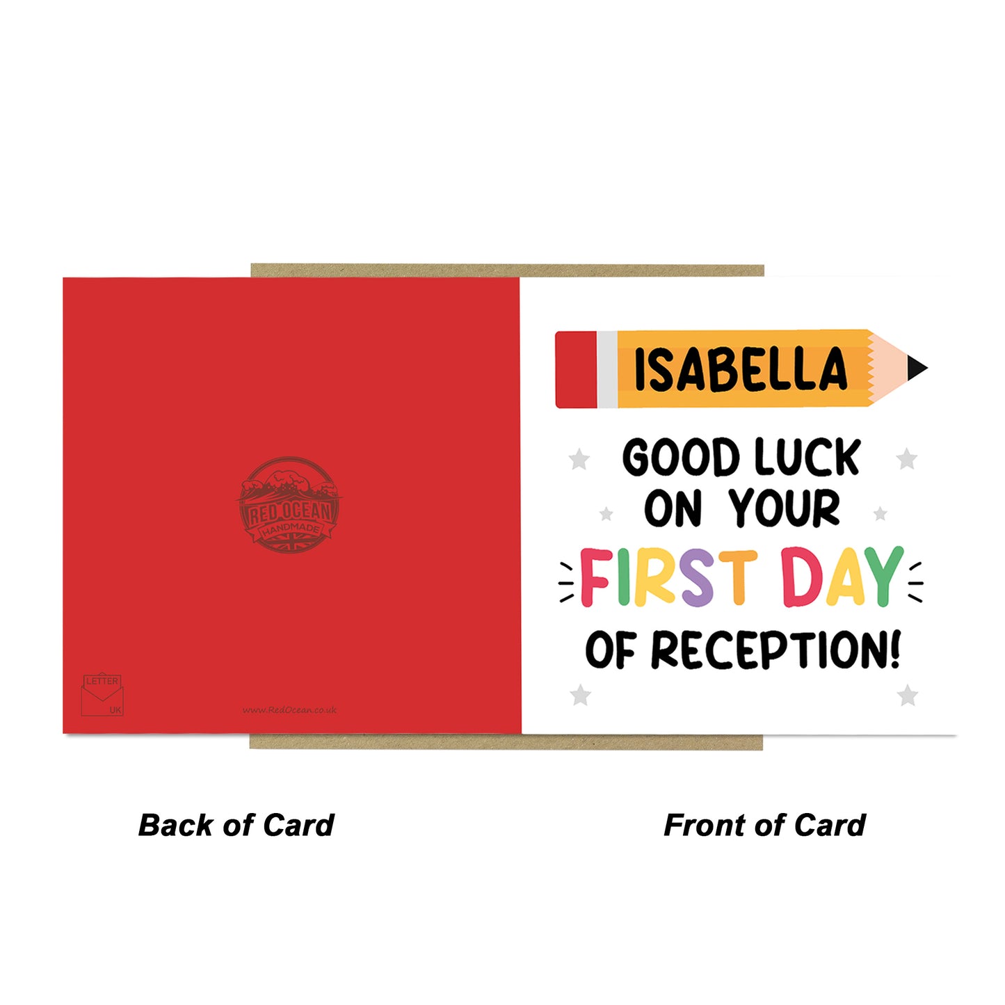Personalised Good Luck On Your First Day of Reception Card