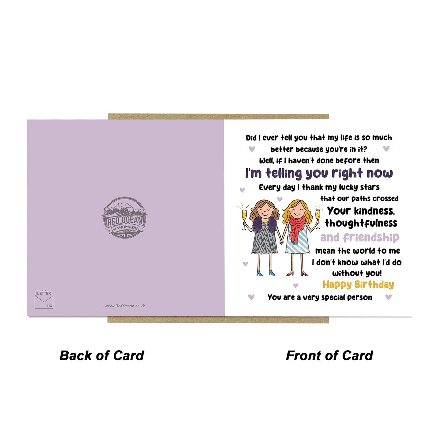 Card For Best Friend Birthday With Kraft Envelope Birthday Card