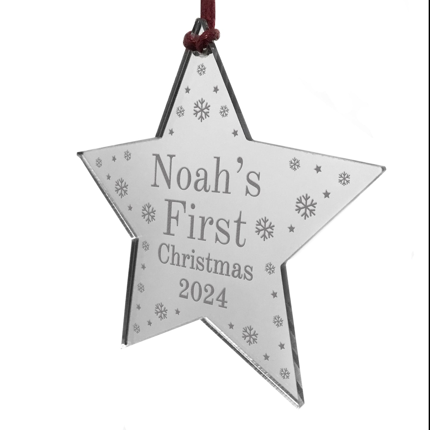 Babys First Christmas Decoration Personalised Acrylic Star