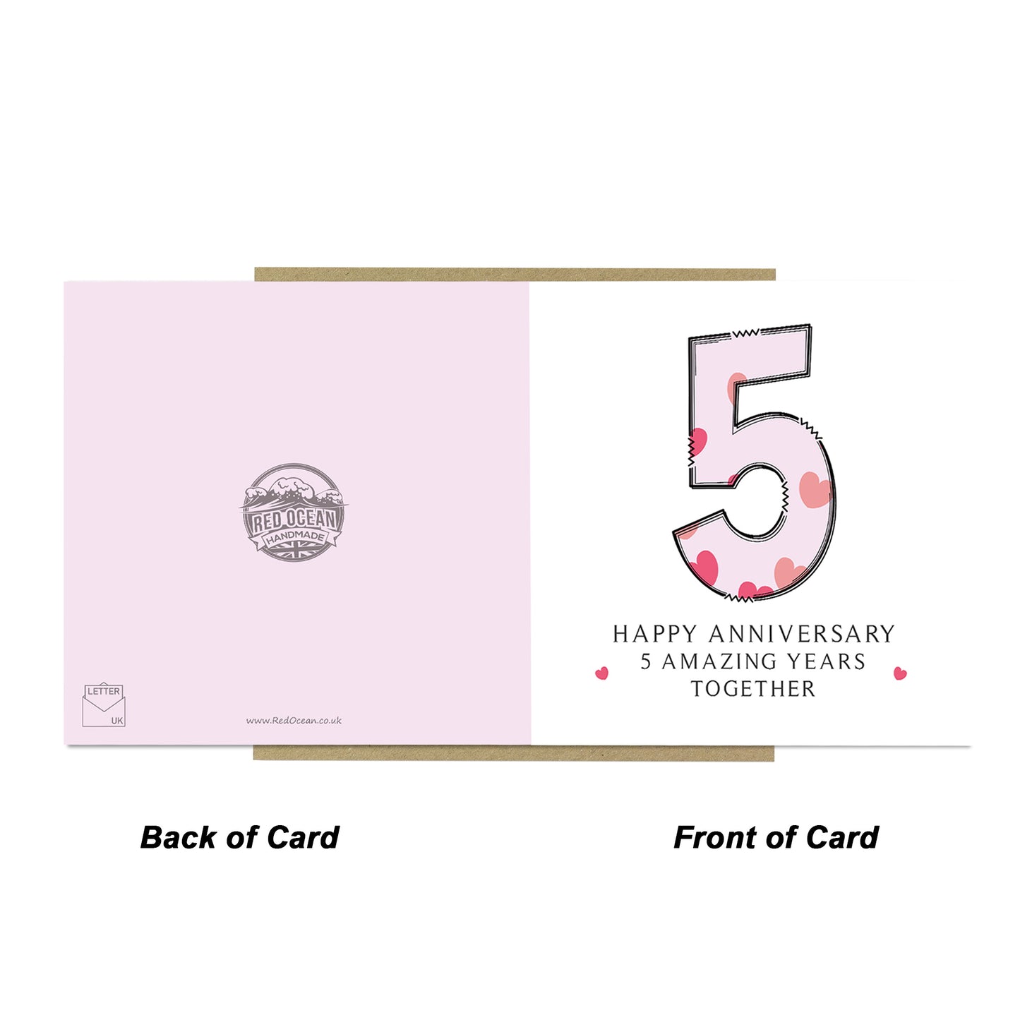 5th Wedding Anniversary Card With Envelope 5th Anniversary Cards