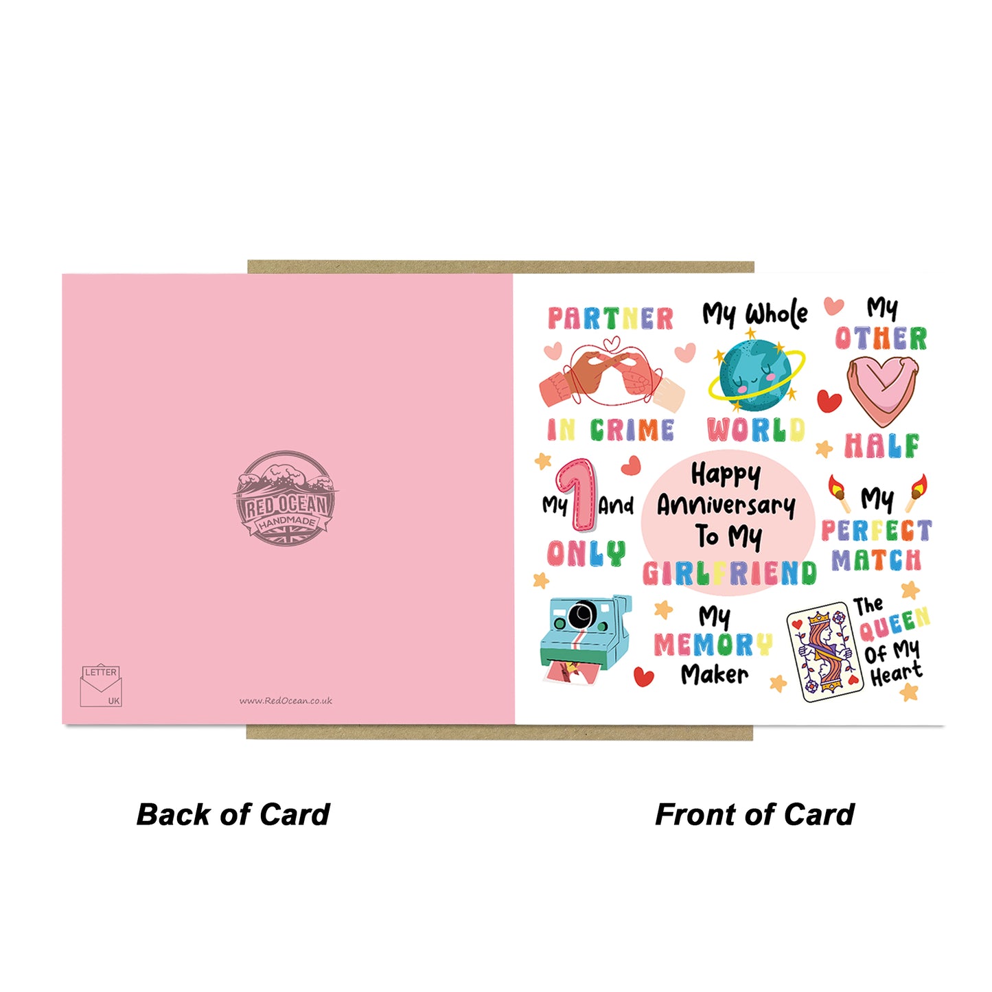 Happy Anniversary Card For Girlfriend Kraft Envelope