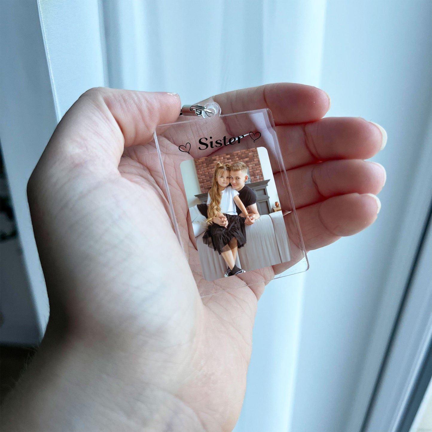 Sister Keyring Gift Personalised Photo Acrylic Keychain Birthday