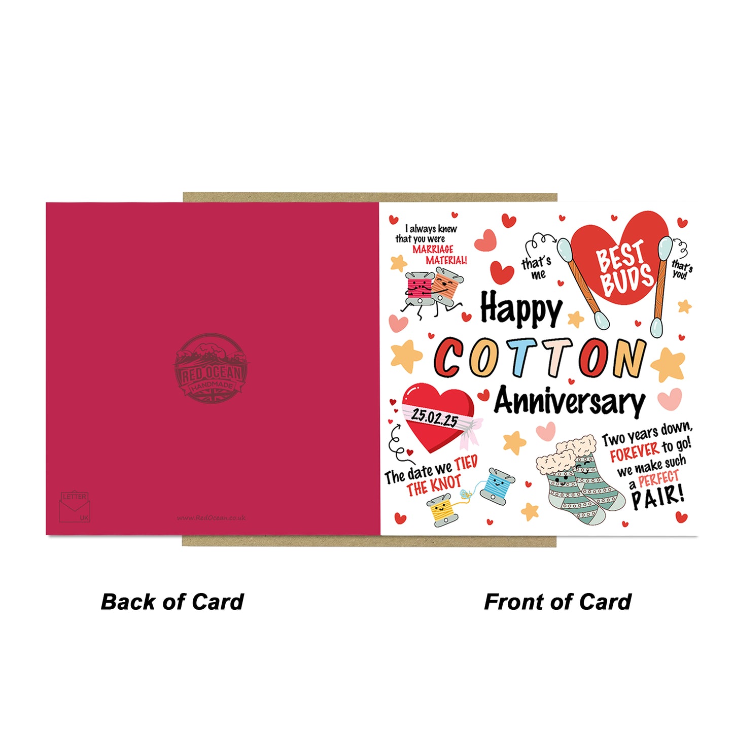 Happy Cotton Anniversary Card For Husband Wife Personalised 2nd