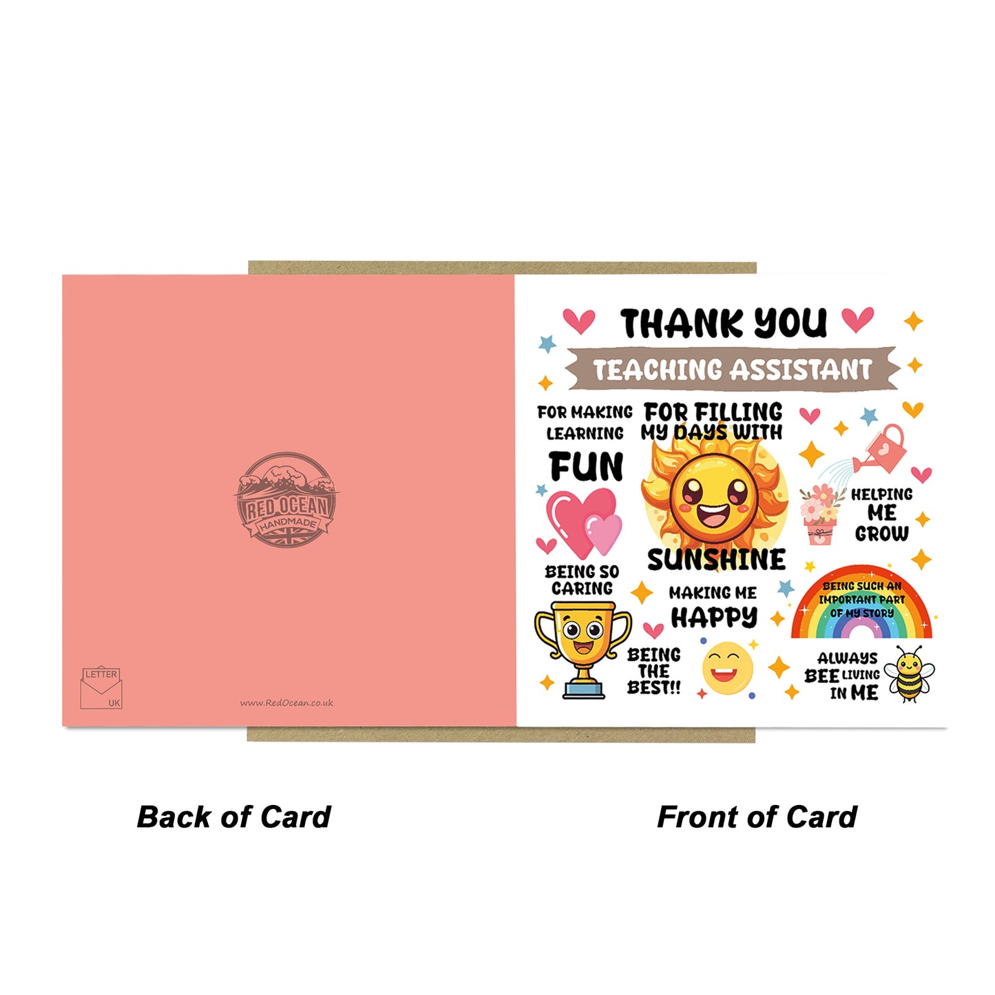 Thank You Card For Teaching Assistant With Kraft Envelope