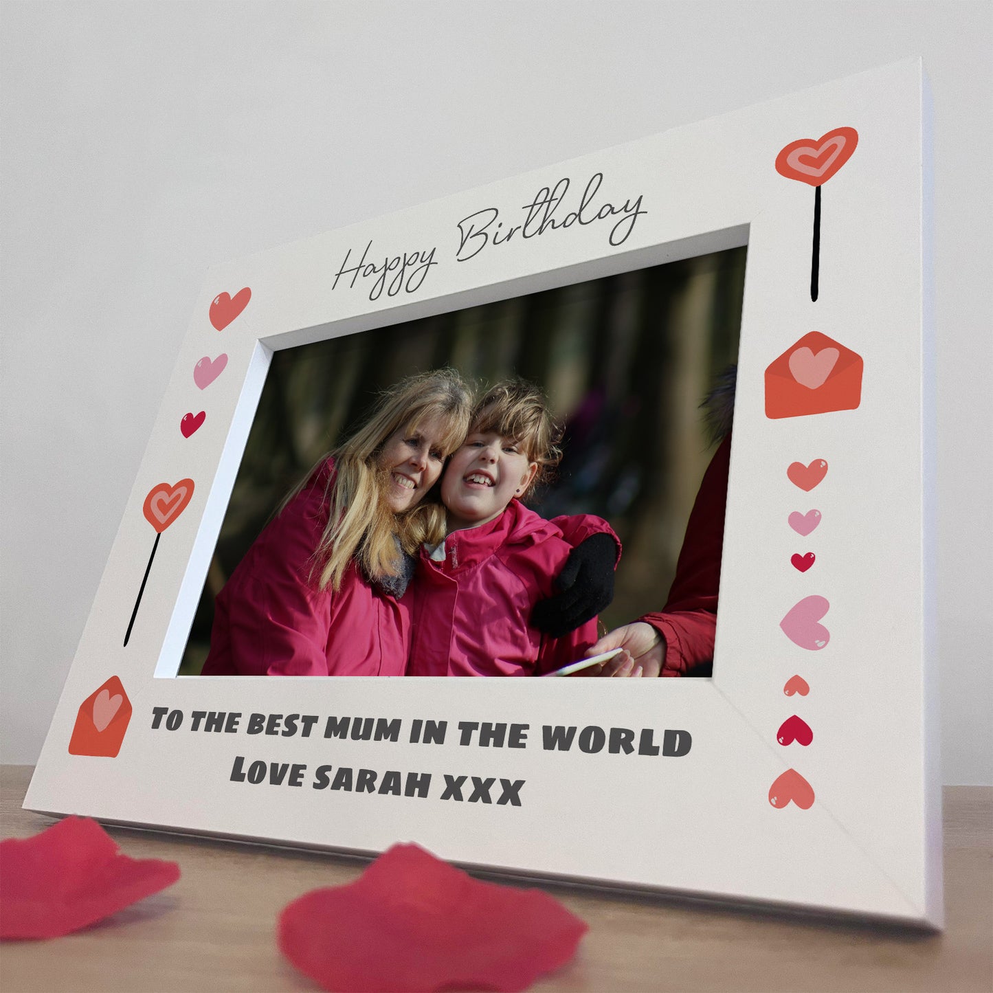 Personalised Birthday Mum Photo Frame White Wooden 7x5 Frame