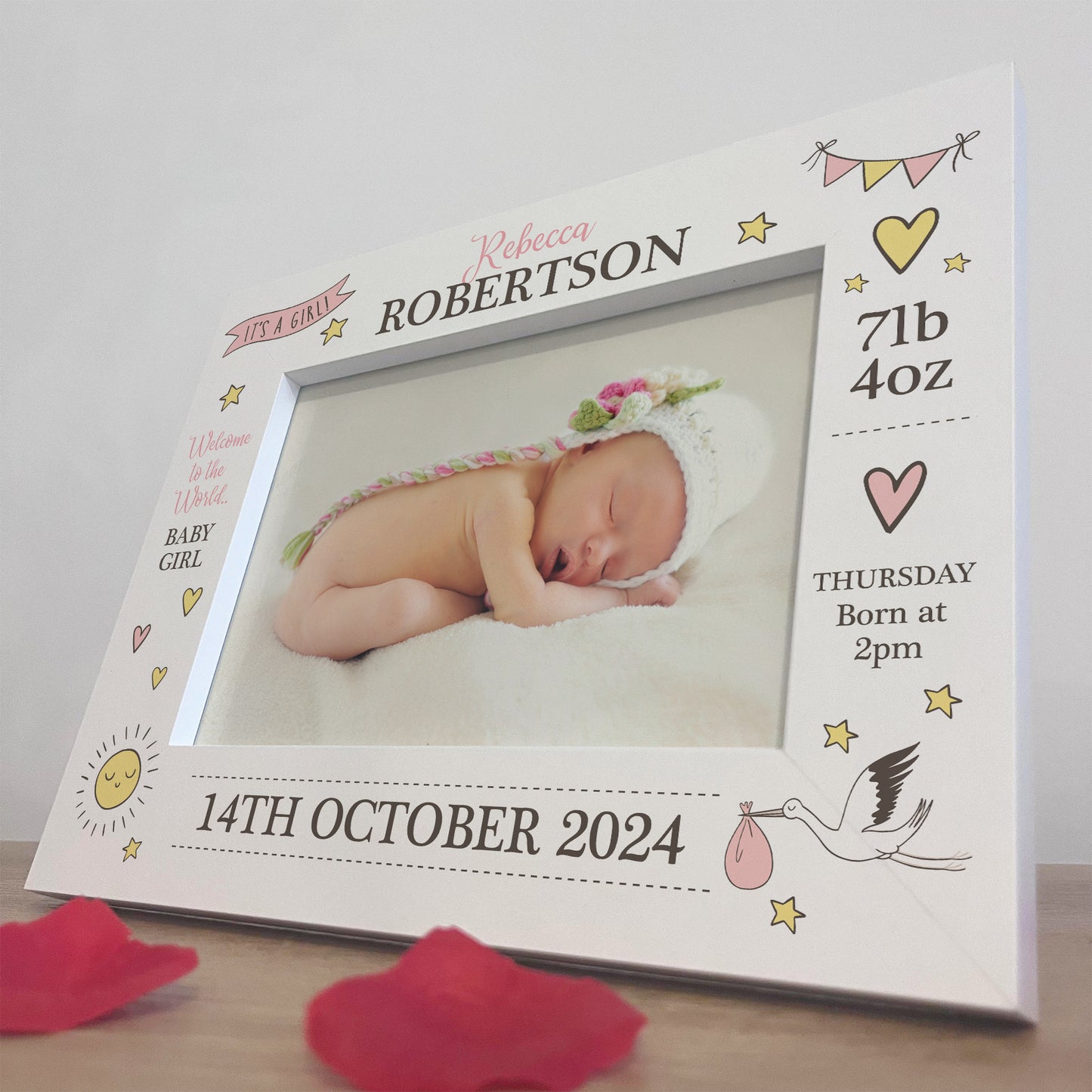 Personalised Baby Girl Photo Frame With Birth Details New Baby
