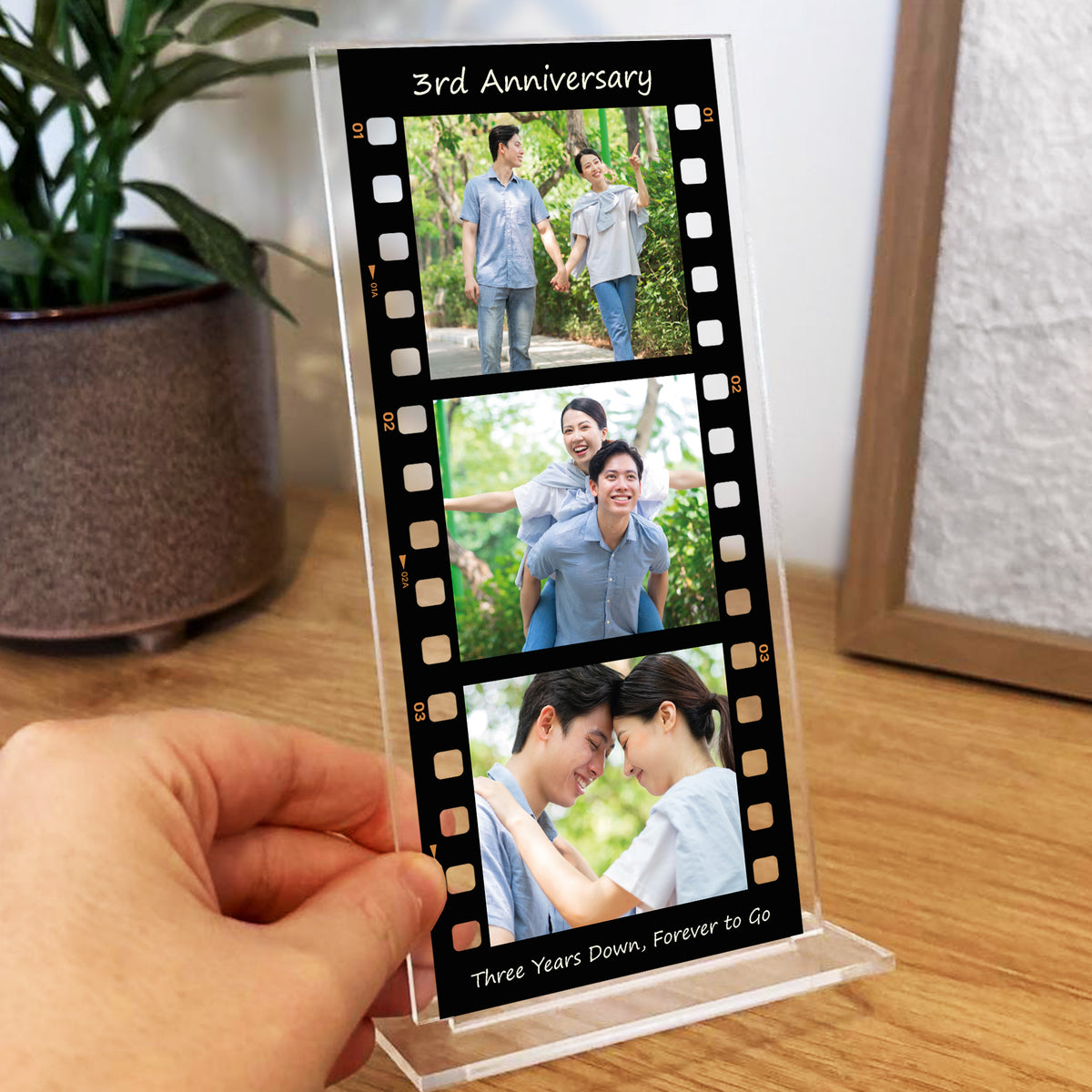 Personalised Gift For 3rd Anniversary Retro Photo Collage Plaque