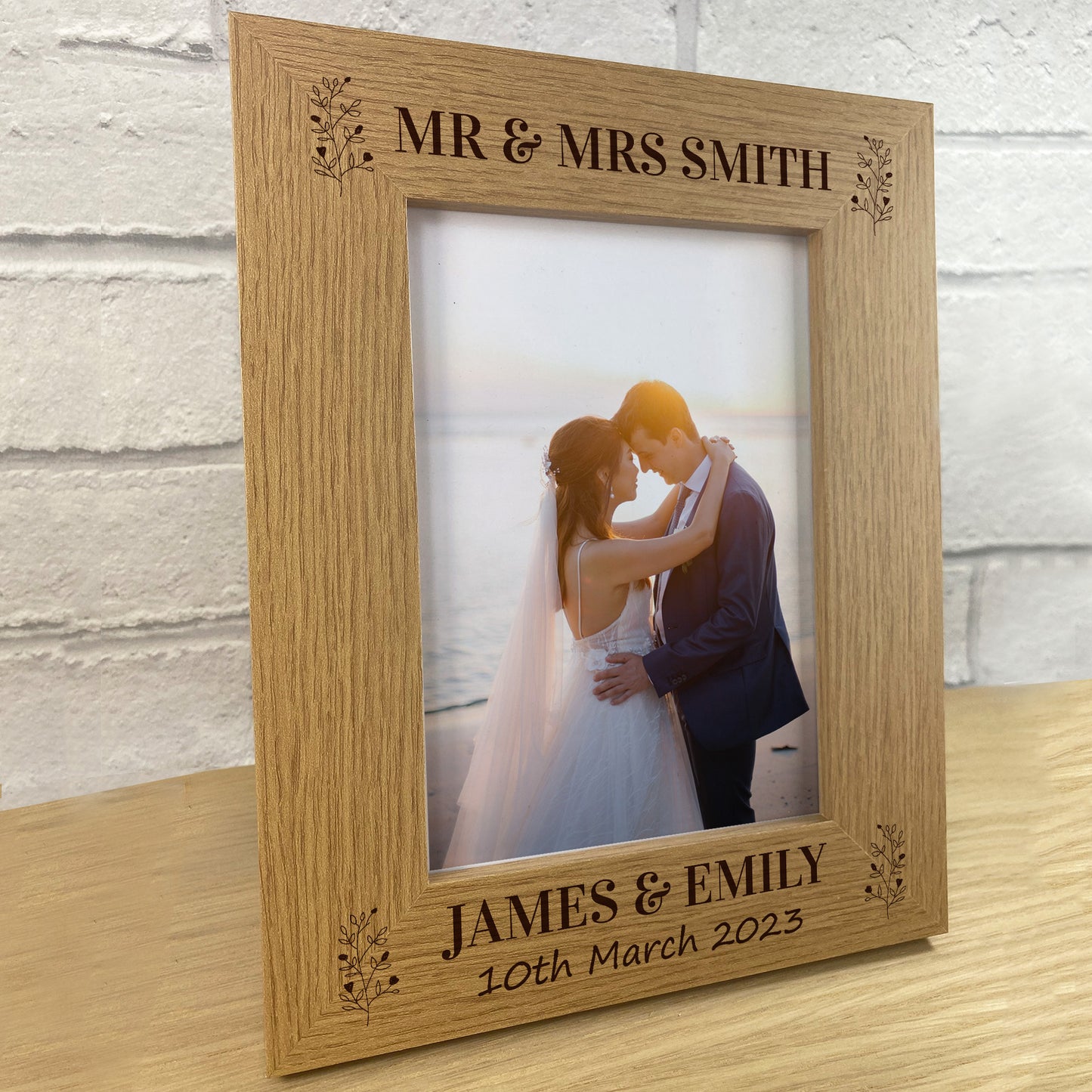 Personalised Wedding Day Photo Frame and Heart Husband Wife Gift