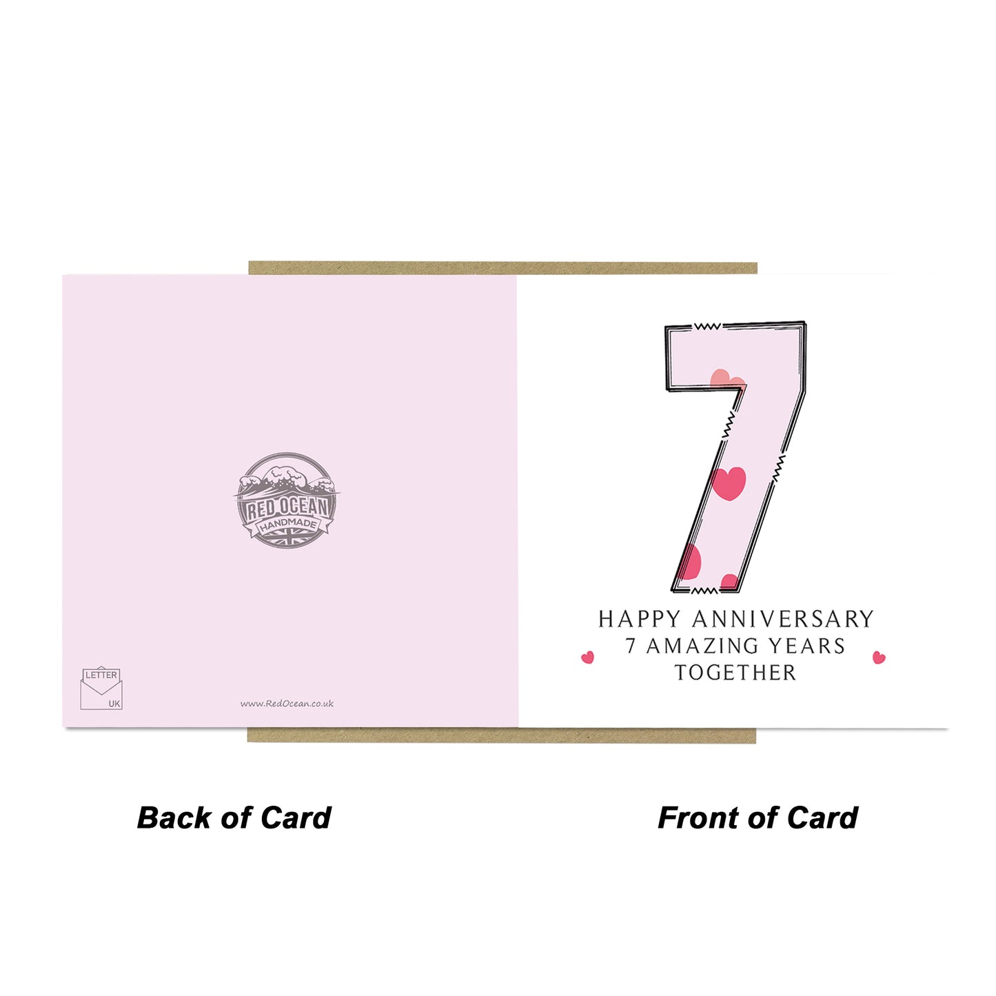 7th Wedding Anniversary Card With Envelope 7th Anniversary Cards
