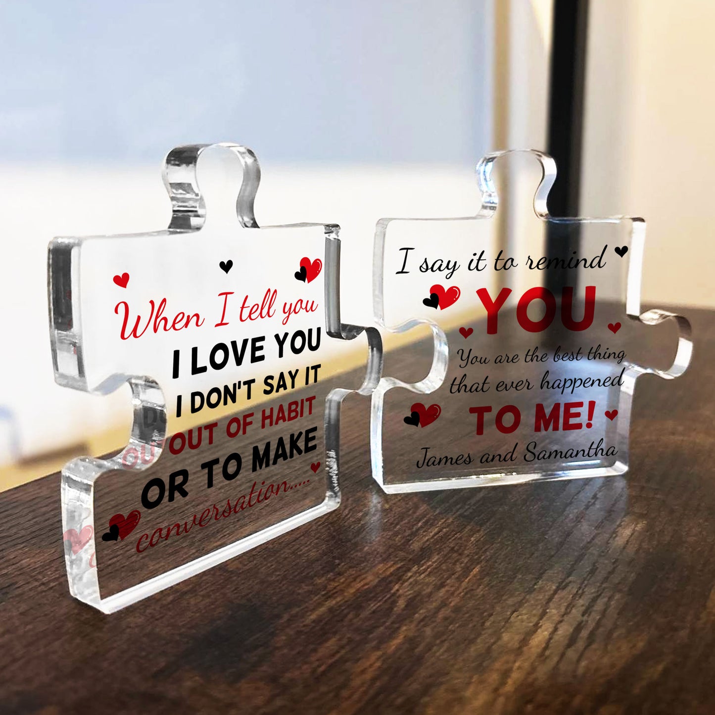Personalised Couple Gift Puzzle Pieces Plaque Set Anniversary