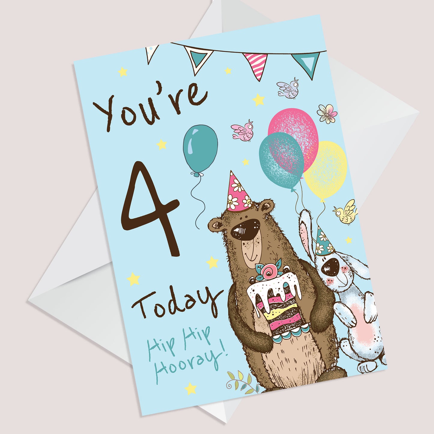 Youre 4 Today Birthday Card First Birthday Card For Grandson Son