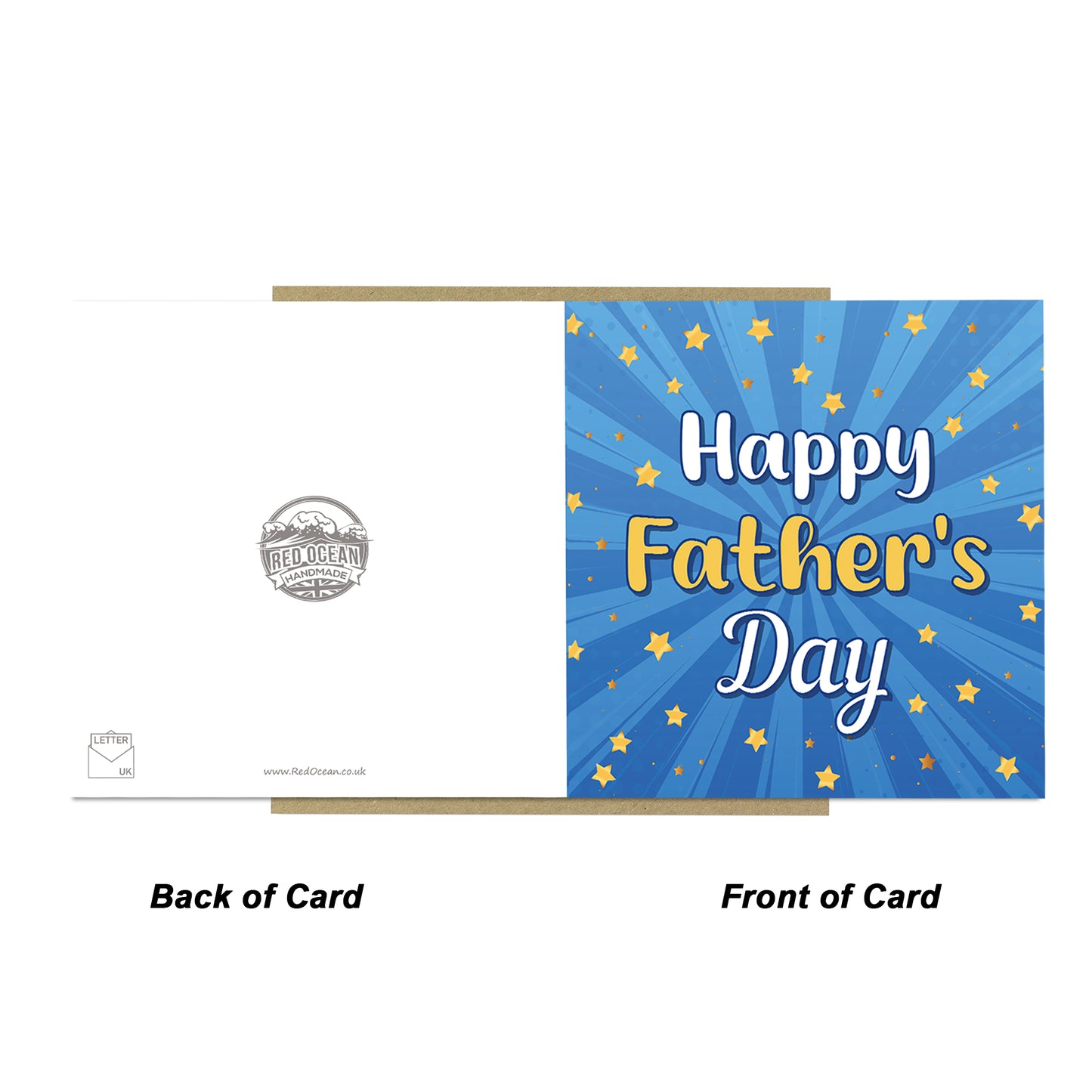 Dad Card For Fathers Day With Envelope Included Gold Stars