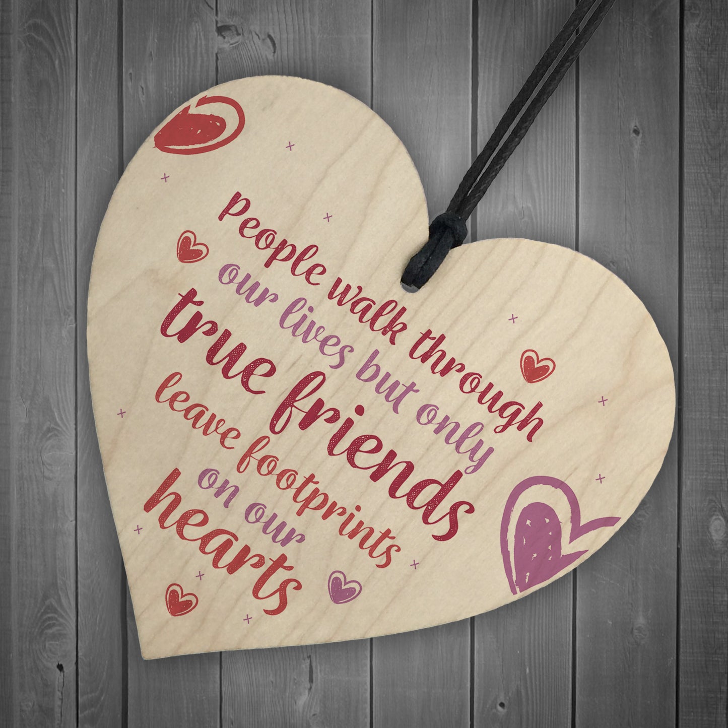 True Friends Wooden Heart Keepsake with Heartfelt Message Friend