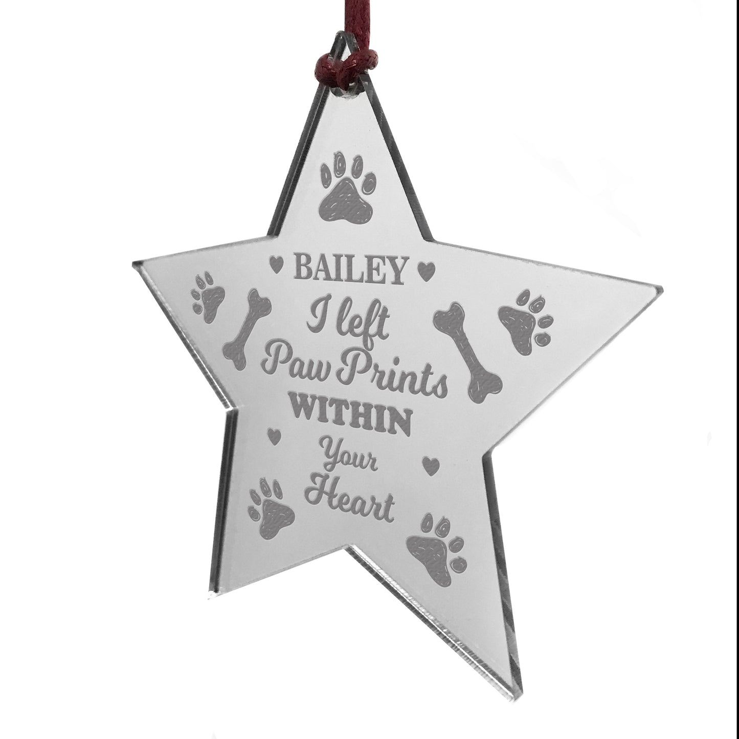 PET MEMORIAL Acrylic Christmas Tree Decoration Personalised Star
