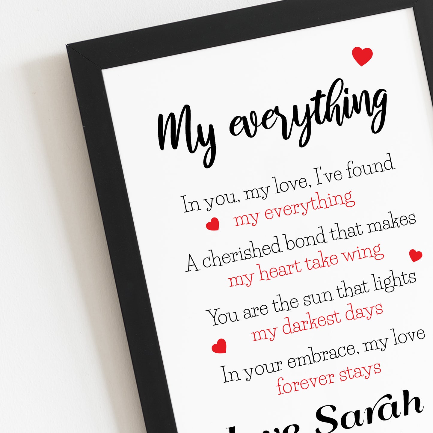 Gift For Husband Wife MY EVERYTHING Framed Print Personalised