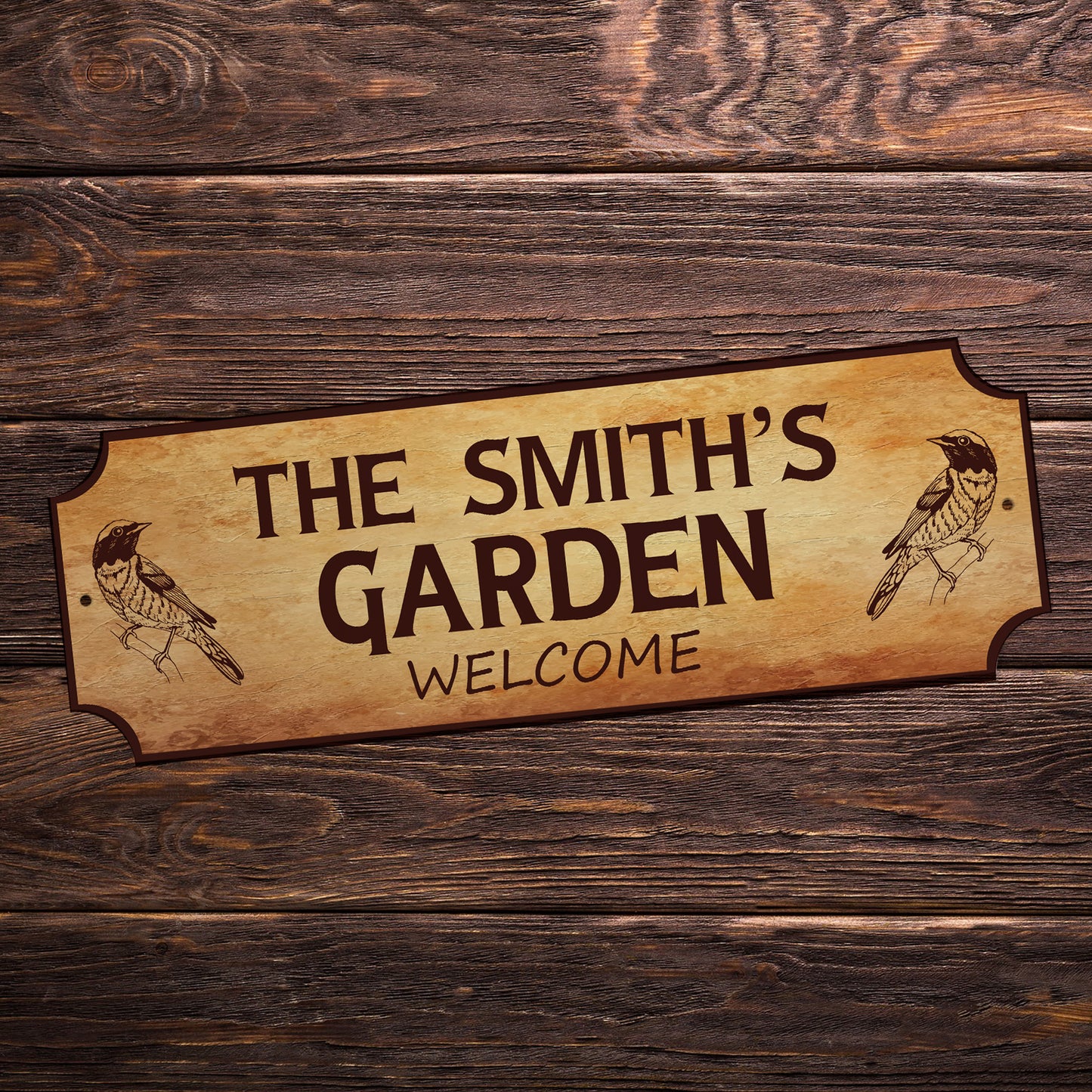 Personalised Garden Sign Welcome Rustic Plaque Outside Garden De