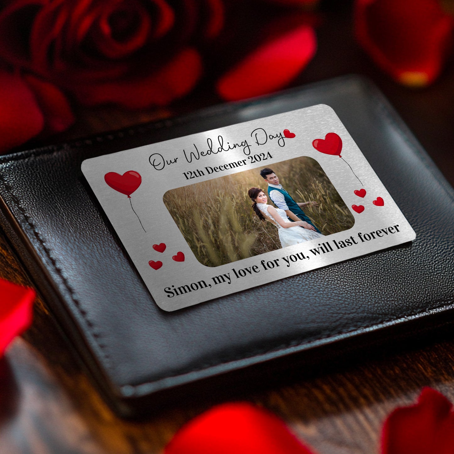 Our Wedding Day Gift Personalised Photo Metal Wallet Card Gift