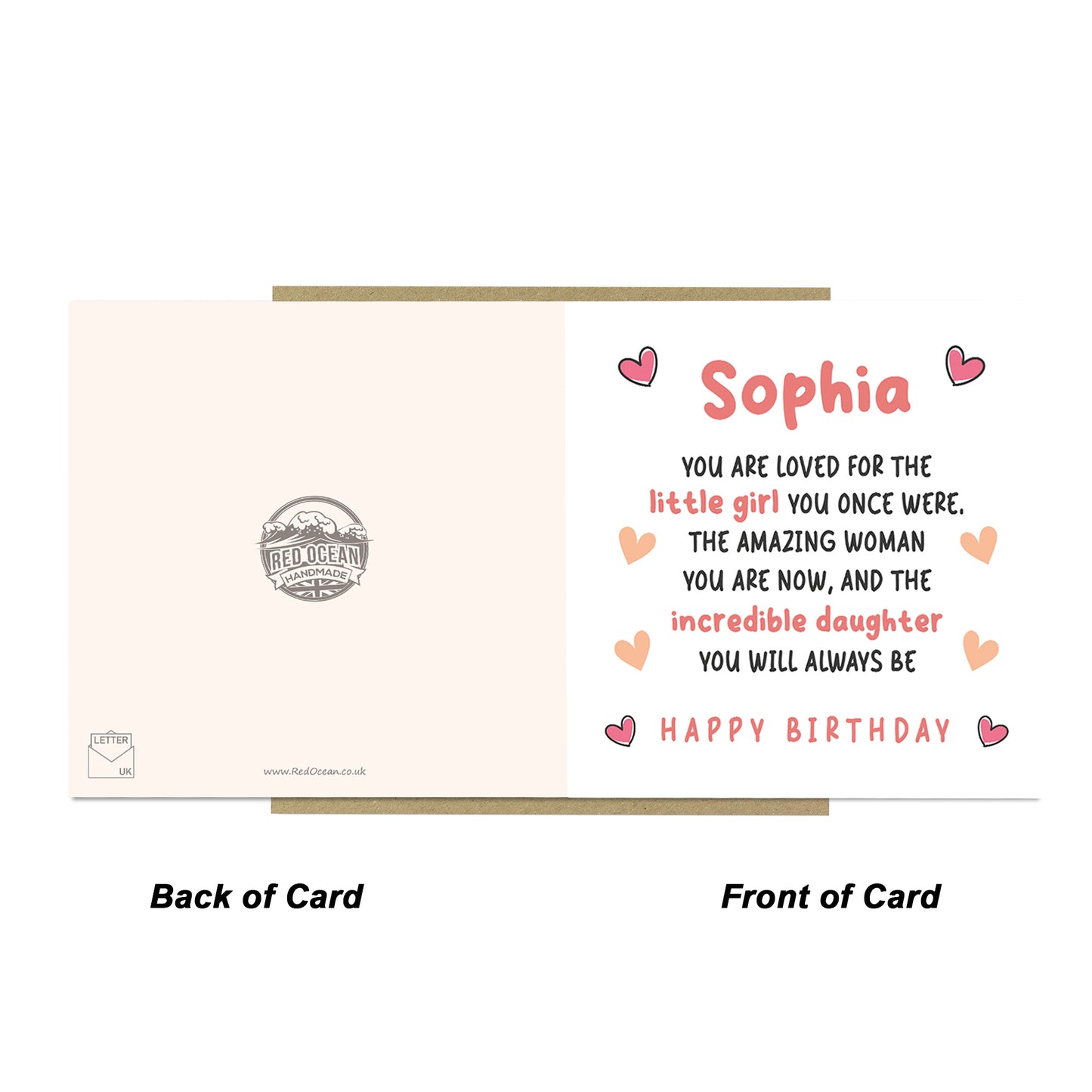 Daughter Birthday Card Personalised With Any Name Card From Mum