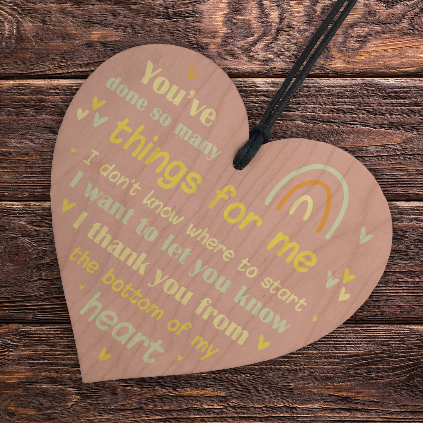 Thank You Gifts For Him Her Wooden Hanging Heart Plaque Gift