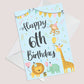 6th Birthday Jungle Animals Card for Girls Boys 6 Year Old Child
