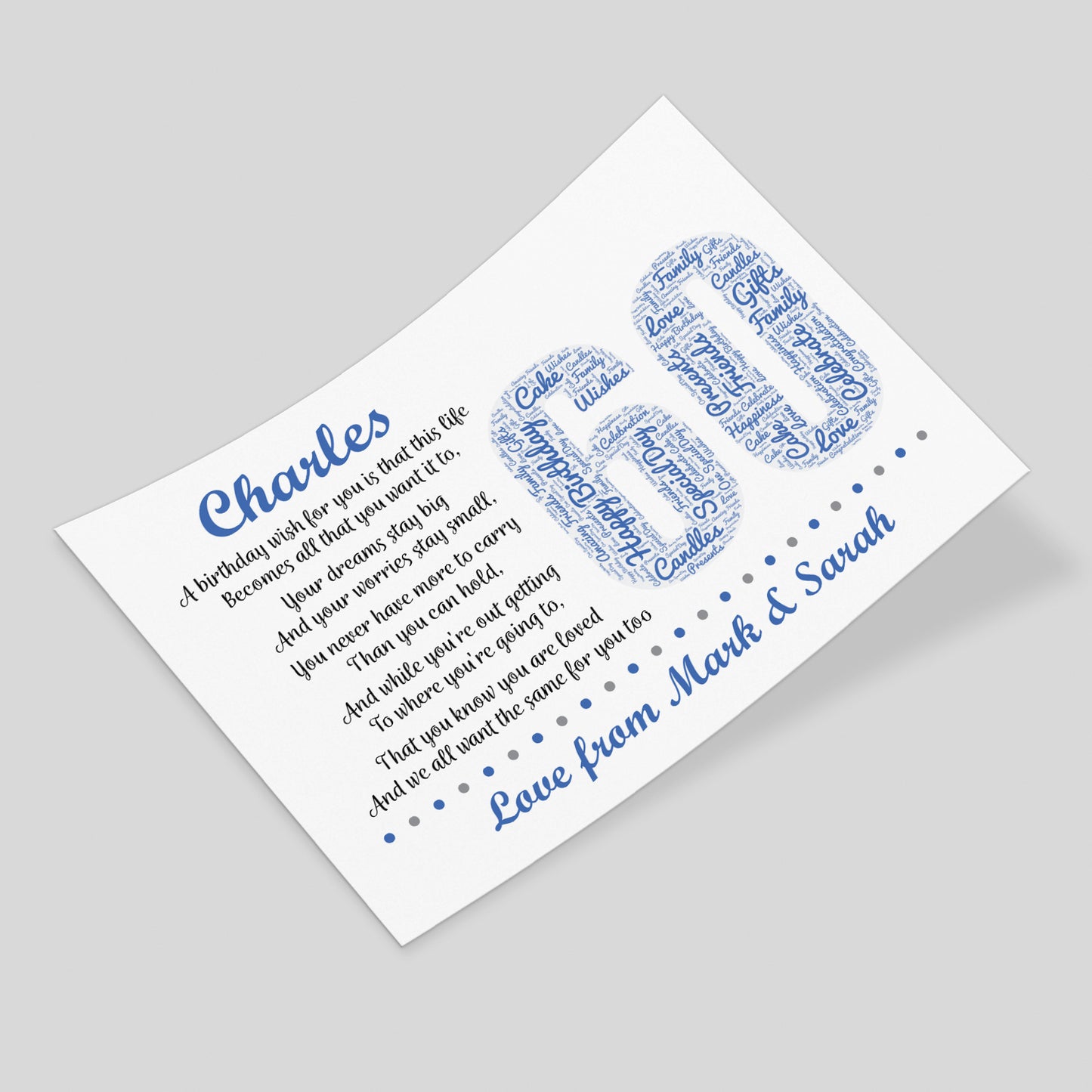 Personalised 60th Birthday Gifts for Him Men Husband Dad Grandad