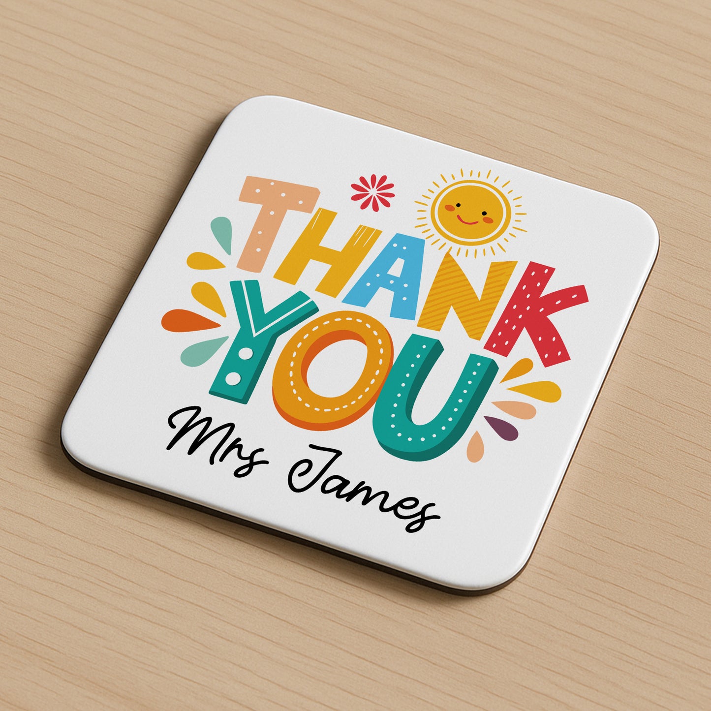 Thank You Gift For Teacher Personalised Coaster From Student