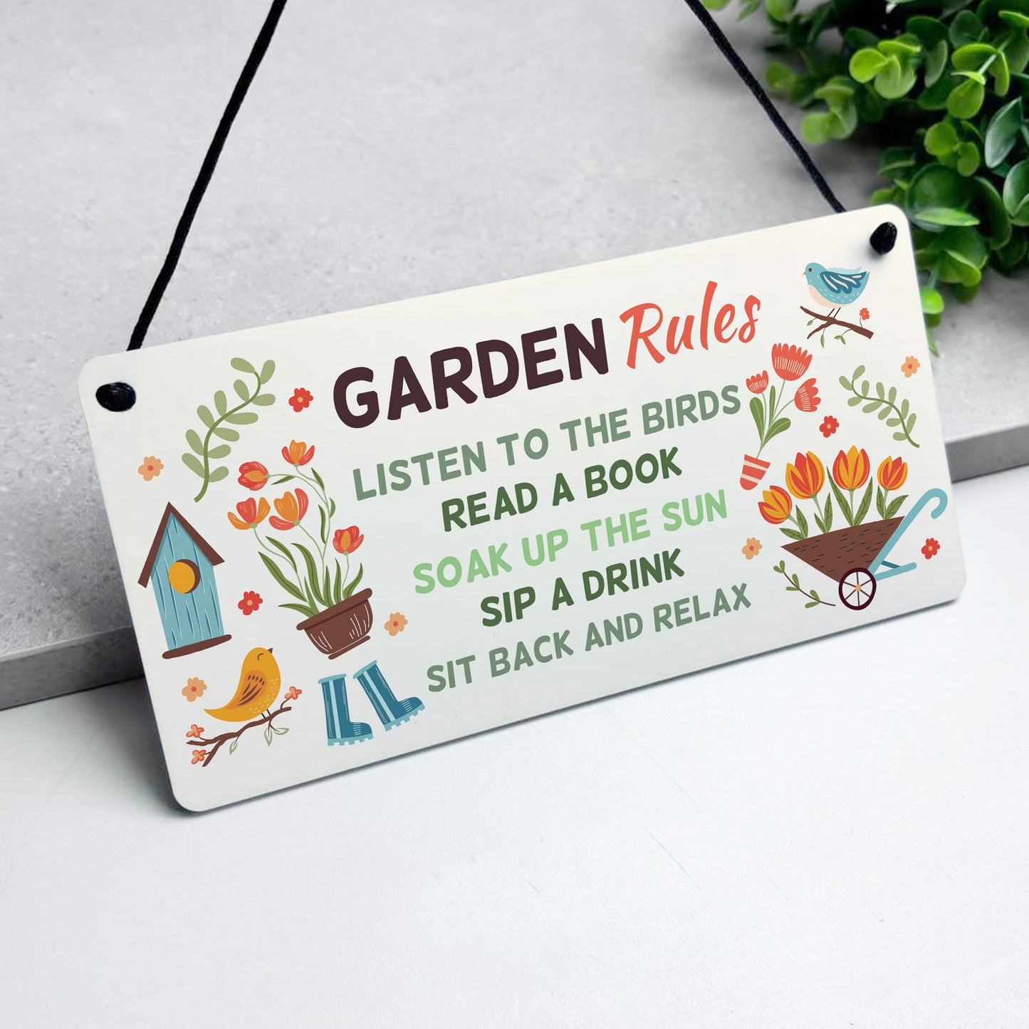 Garden Sign For Outside Hanging Robin Garden Rules Sign