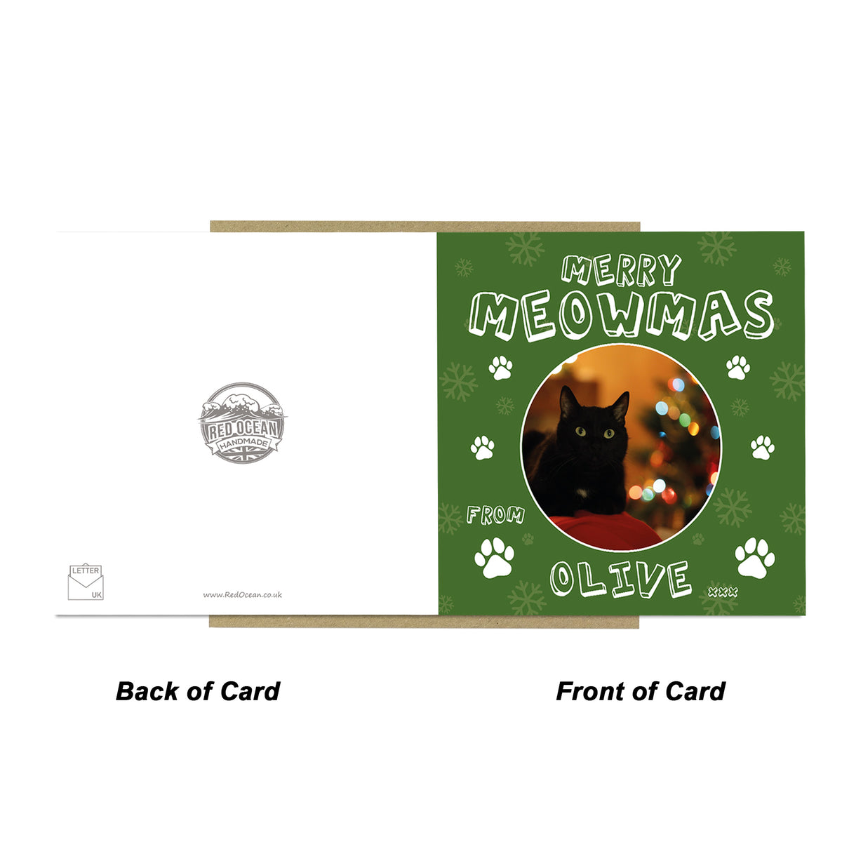 Personalised Christmas Card From The Cat Photo Greetings Card