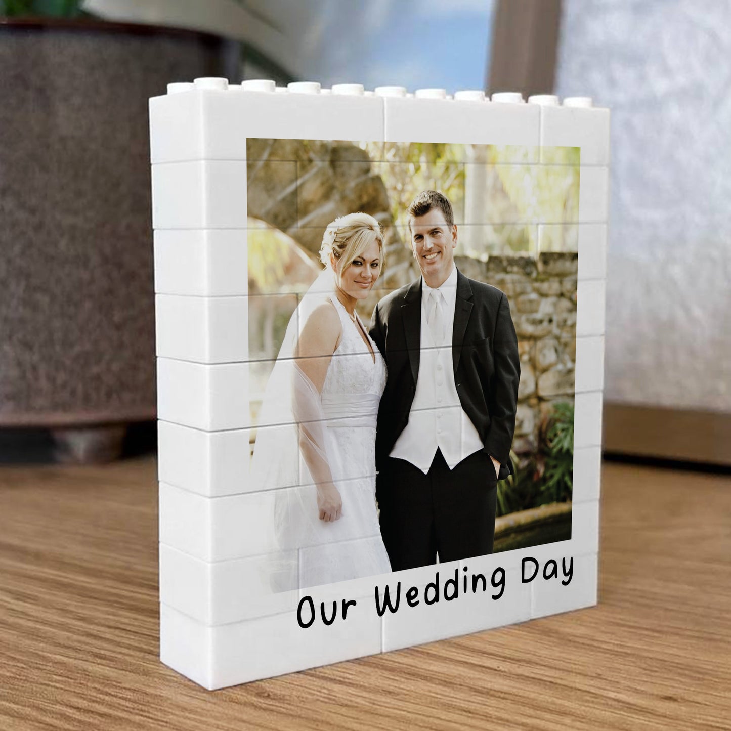 Personalised Our Wedding Day Gift Photo Building Block Mr & Mrs