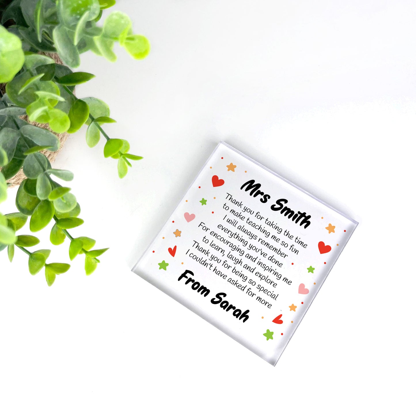 Personalised Gift For Teacher Poem Plaque Thank You Gift
