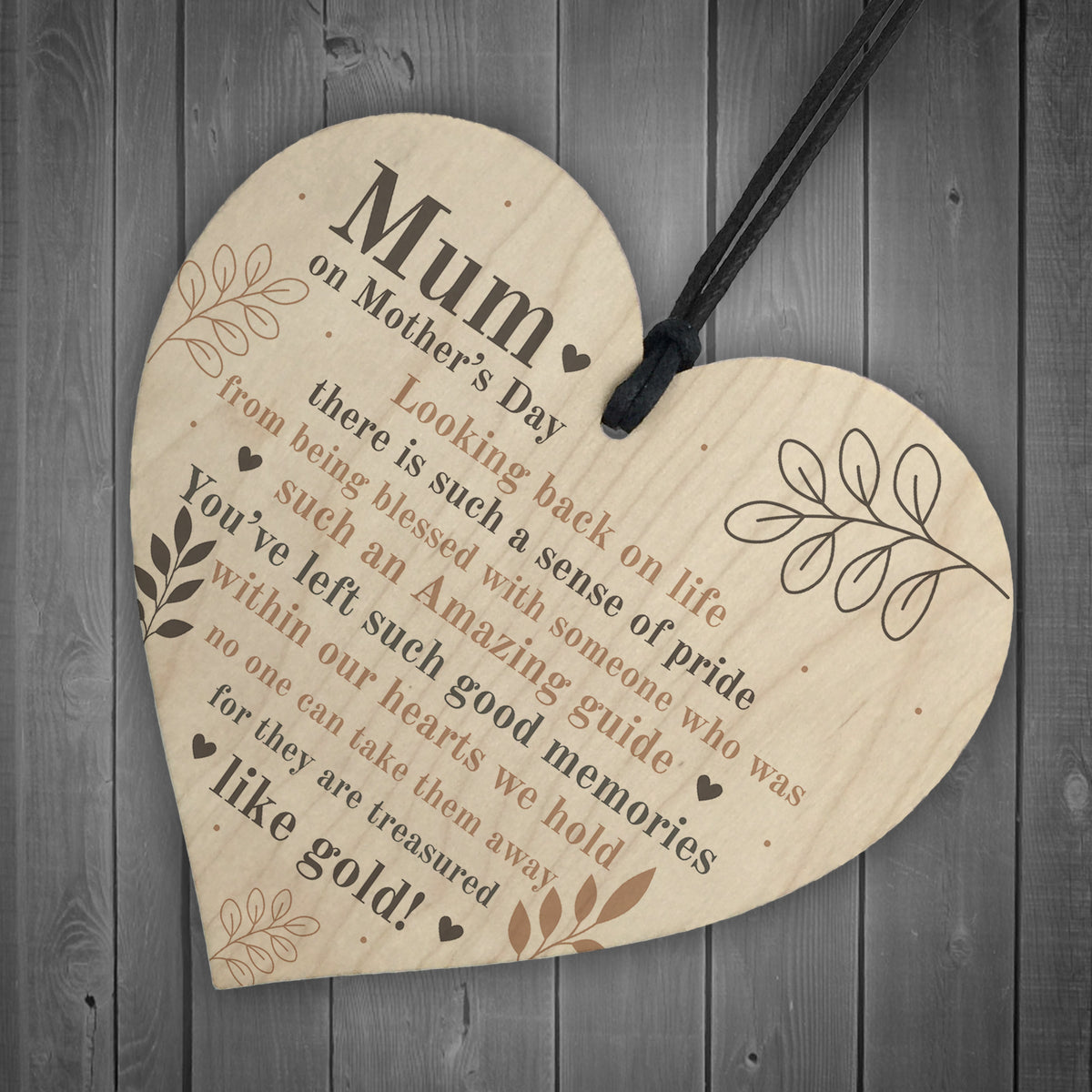 Mum Treasured Like Gold Cute Mothers Day Hanging Heart