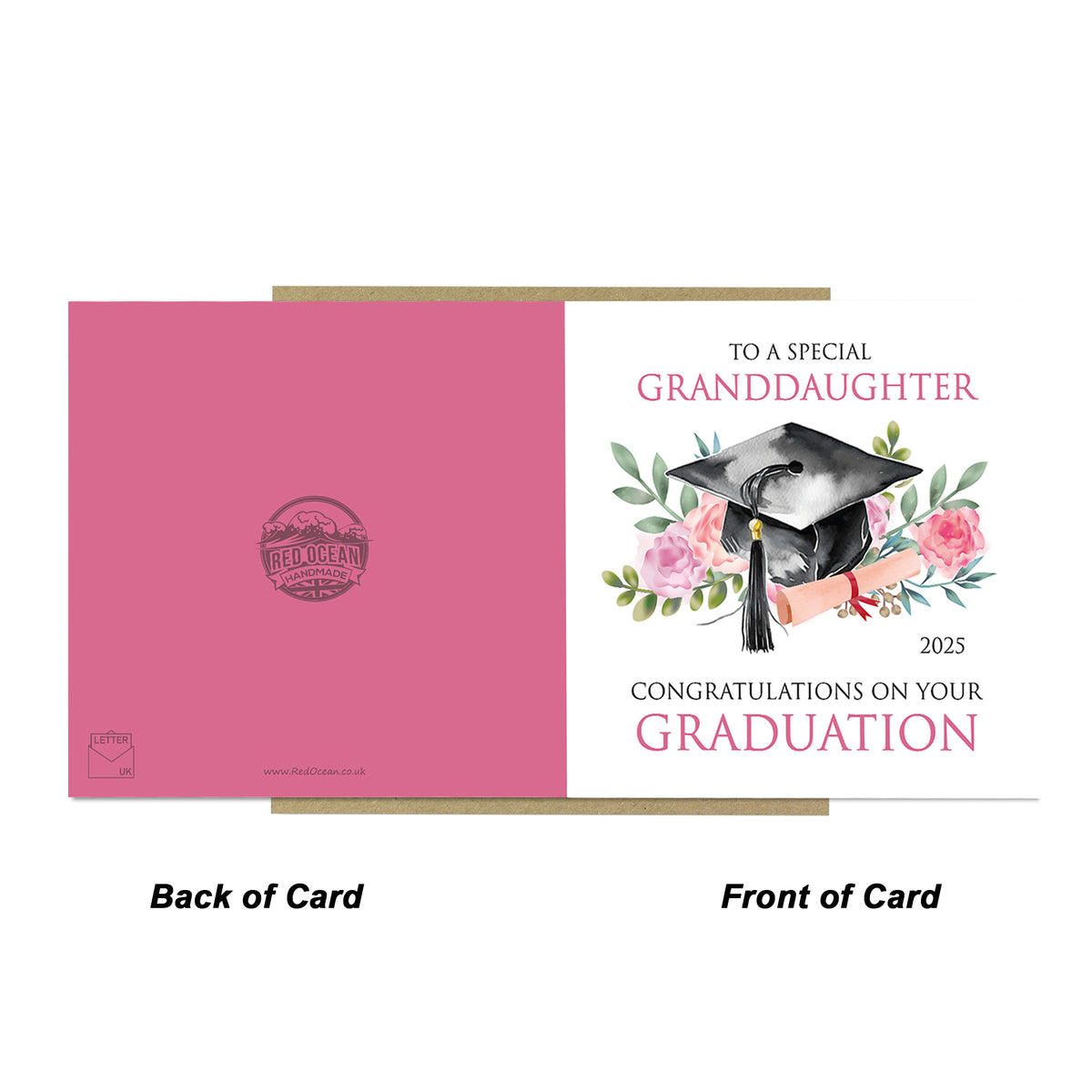 Personalised Graduation Card For Granddaughter Kraft Envelope
