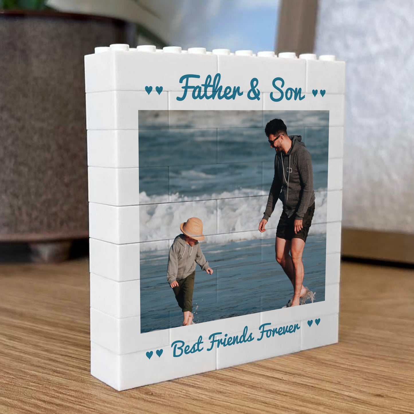 Personalised Father And Son Plaque Brick Photo Block Birthday