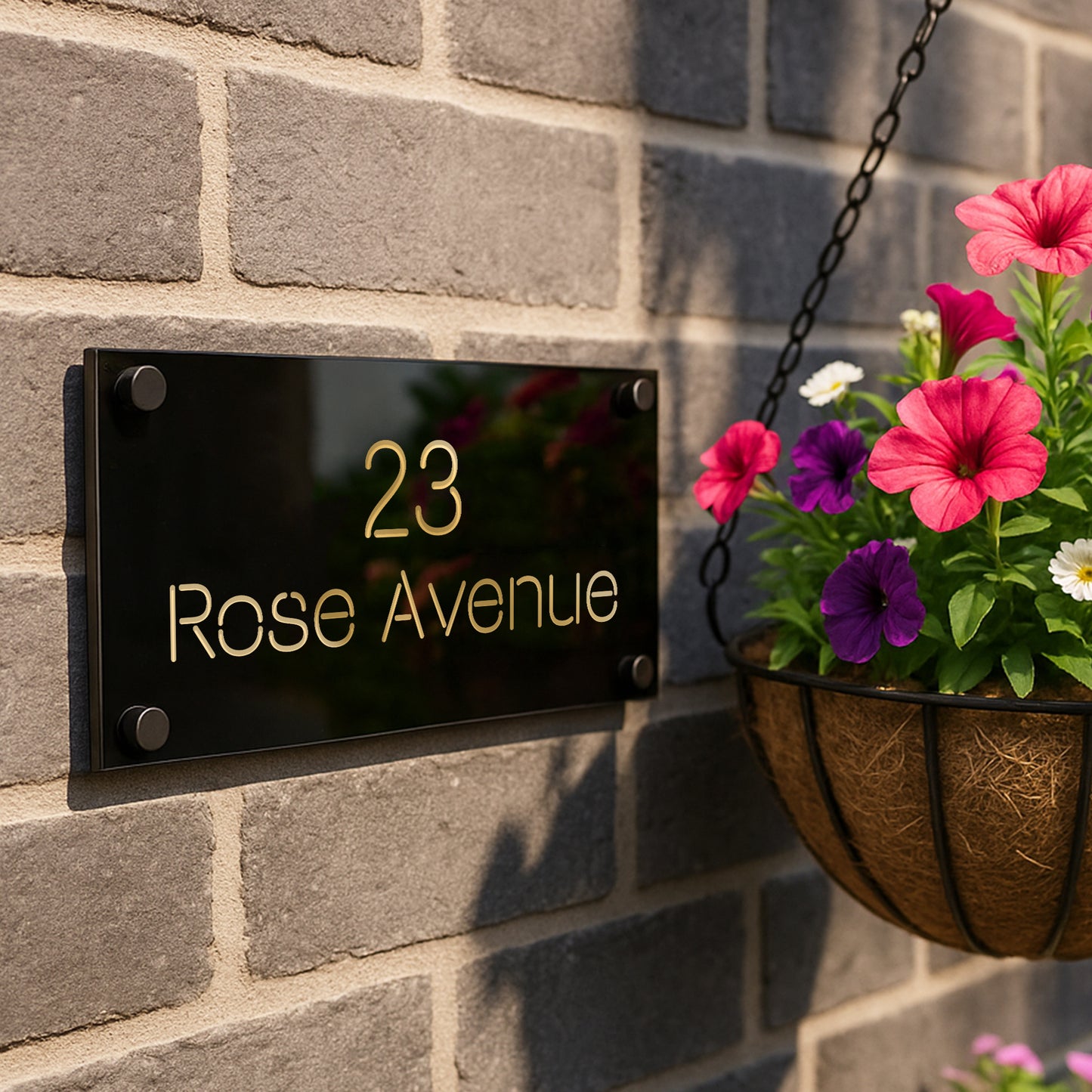 House Sign Door Number Laser Engraved Personalised Address Sign